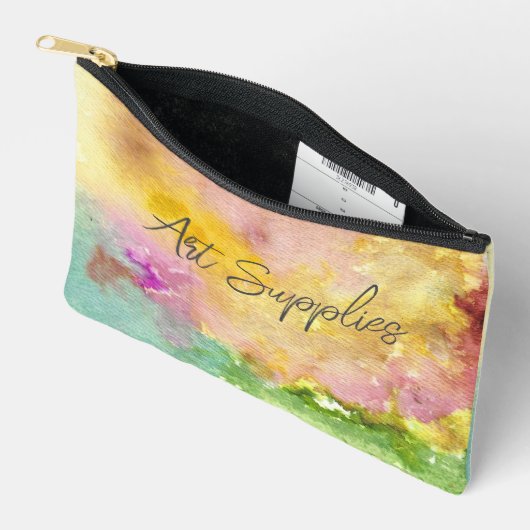 Pochette À Accessoires "Fournitures d'art" avec Arrière - plan d'aquarell (Ouvrir)