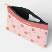 Pochette À Accessoires Fraise mignonne aux fleurs. (Ouvrir)