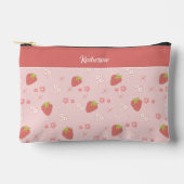 Pochette À Accessoires Fraise mignonne aux fleurs. (Recto)
