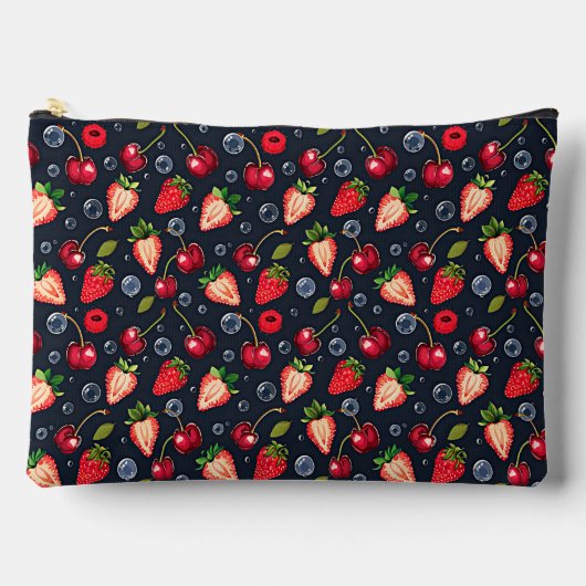 Pochette À Accessoires Fraises et cerises sur un arrière - plan sombre (Recto)
