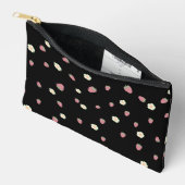 Pochette À Accessoires Fraises et fleurs Motif noir (Ouvrir)