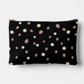 Pochette À Accessoires Fraises et fleurs Motif noir (Recto)