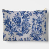 Pochette À Accessoires Française toile de jouy bleu et blanc élégant (Verso)