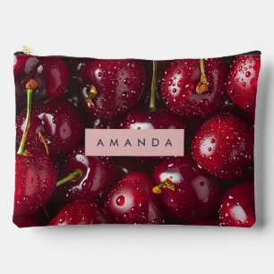 Pochette À Accessoires Fruits de Cerise Rouge Vibrants Personnalisés