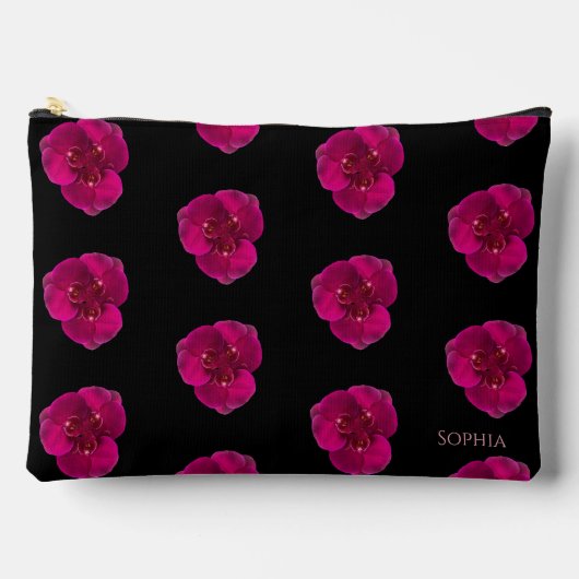 Pochette À Accessoires Fuchsia Orchidées (Recto)
