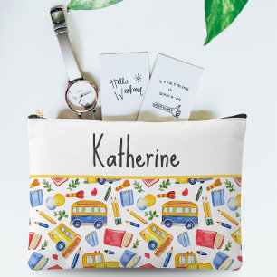 Pochette À Accessoires Funny School Bus Retourner À L'École Nom Motif
