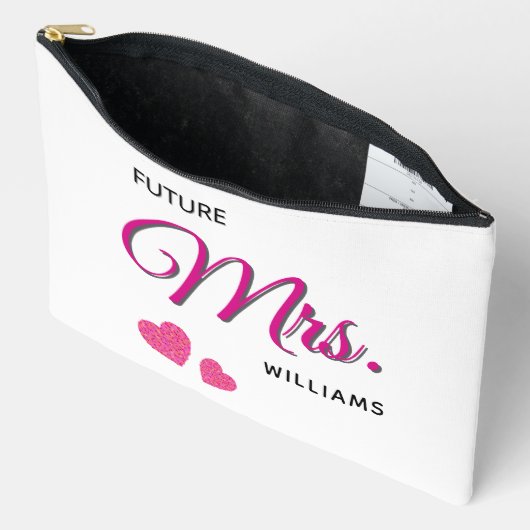 Pochette À Accessoires Future Mrs Personalized Wedding Design  (Ouvrir)