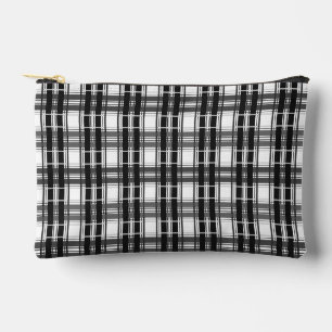 Pochette À Accessoires Géométrie Tartan motif noir et blanc à damiers