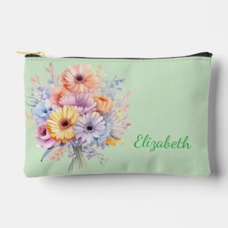 Pochette À Accessoires Gerbera flowers add name green