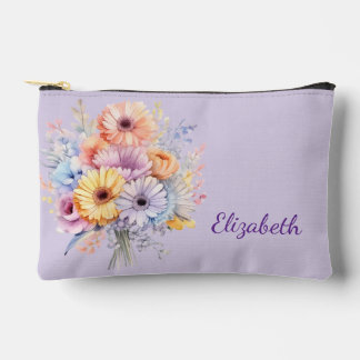 Pochette À Accessoires Gerbera flowers add name purple