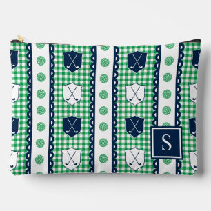 Pochette À Accessoires Gingham Crête de Golf Prépa - Vert & Marine