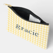 Pochette À Accessoires Gingham Jaune Beurre Monogrammé (Ouvrir)