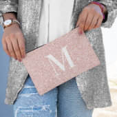 Pochette À Accessoires Glamour Serif Moderne Monogrammé Paillettes Rose D