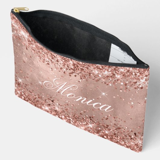 Pochette À Accessoires Glitter Rose or (Ouvrir)