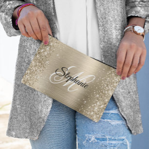 Pochette À Accessoires Glitterie Pale Or Huile Fhuile Fancy Monogramme