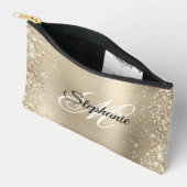 Pochette À Accessoires Glitterie Pale Or Huile Fhuile Fancy Monogramme (Ouvrir)
