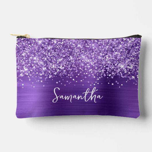 Pochette À Accessoires Glittery Amethyst Glam Script Name (Recto)