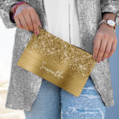 Pochette À Accessoires Glittery Gold Glam Nom du script