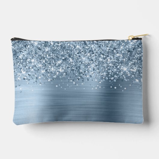 Pochette À Accessoires Glittery Light Blue Glam Script Name (Verso)