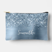 Pochette À Accessoires Glittery Light Blue Glam Script Name (Recto)