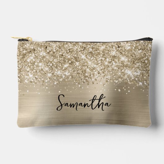 Pochette À Accessoires Glittery Pale Gold Glam Name (Recto)
