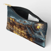 Pochette À Accessoires Golden & Black treen Moderne Abstrait (Ouvrir)
