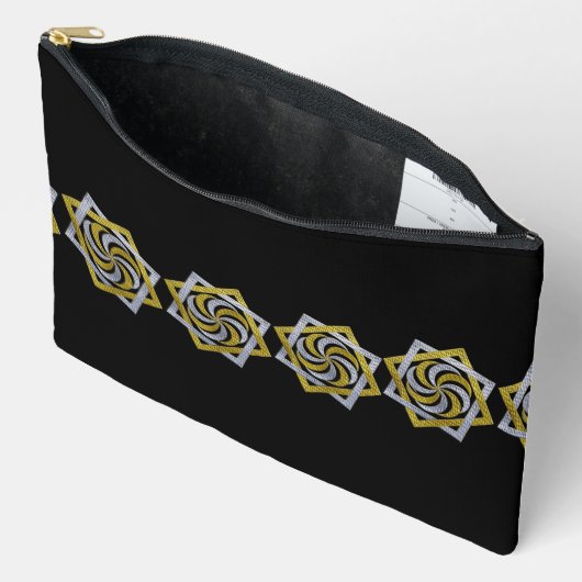 Pochette À Accessoires Golden & Silver Geometric Star Embroidery design (Ouvrir)