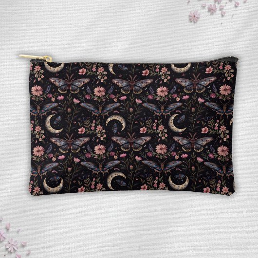 Pochette À Accessoires Gorgeous Moths Flowers and Moons Pattern