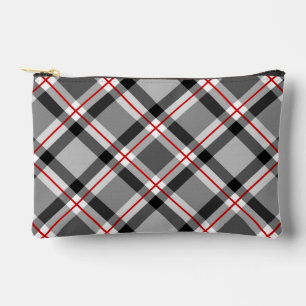 Pochette À Accessoires Grand Plaid moderne, noir, blanc, gris et rouge