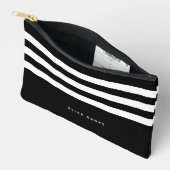 Pochette À Accessoires Grandes Blances Noires Modernes & Nom Gras (Ouvrir)