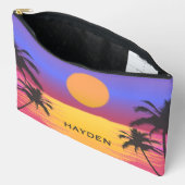 Pochette À Accessoires Graphique de coucher de soleil tropical personnali (Ouvrir)