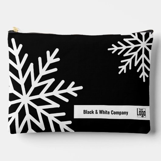 Pochette À Accessoires Gras Snowflake noir & blanc récompense promotionne (Recto)