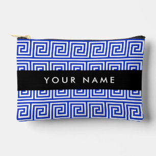 Pochette À Accessoires Grec Meander Key Blue, Votre Nom, Personnaliser