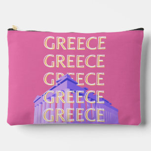 Pochette À Accessoires Grèce Travel Art, Summer Travel Art, Retro, Rose