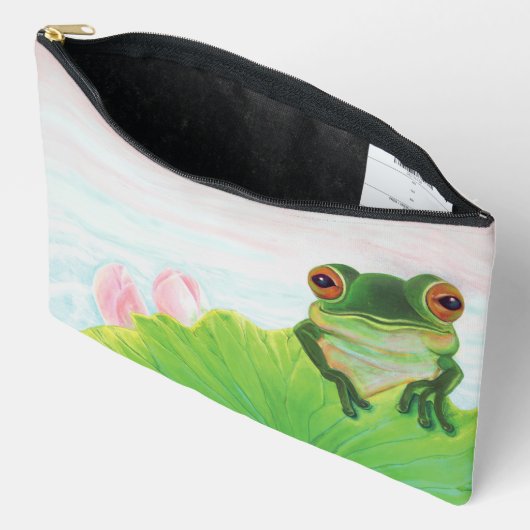 Pochette À Accessoires Grenouille verte Se détendre dans l'étang (Ouvrir)