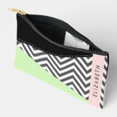 Pochette À Accessoires Grey Zigzag, Grey Chevron, Mint, Votre Nom (Ouvrir)