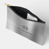 Pochette À Accessoires Gris argent Monogramme Moderne (Ouvrir)