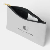 Pochette À Accessoires Gris Monogramme Moderne (Ouvrir)