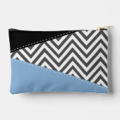 Pochette À Accessoires Gris Zigzag, Gris Chevron, Motif Zigzag, Bleu (Verso)