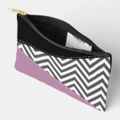Pochette À Accessoires Gris Zigzag, Gris Chevron, Motif Zigzag, Violet (Ouvrir)