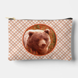 Pochette À Accessoires Grizzly Bear Cub dans Fireweed Peinture Art de la