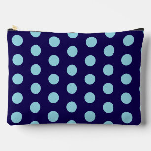 Pochette À Accessoires Gros points bleu clair gras sur fond bleu marine
