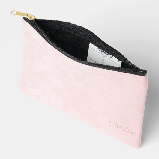 Pochette À Accessoires Grunge rose pâle avec nom (Ouvrir)