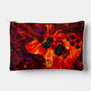 Pochette À Accessoires Guitare électrique sur feu Rouge Black Music Art