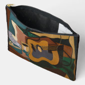 Pochette À Accessoires Guitare Et Vin Peinture Abstraite (Ouvrir)