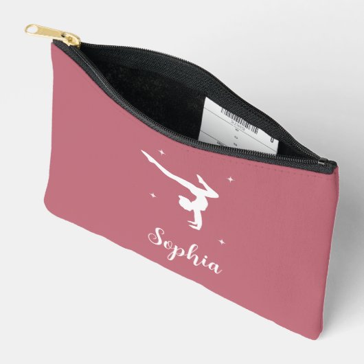 Pochette À Accessoires Gymnastique personnalisée Fille rose se maquiller (Ouvrir)