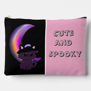 Pochette À Accessoires Halloween Kitty & Crescent Moon Cute Custom