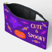 Pochette À Accessoires Halloween violet mignet et Éffrayant (Ouvrir)