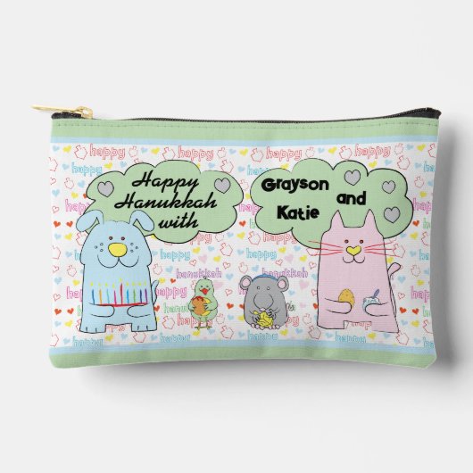 Pochette À Accessoires Hanoukka Chat et amis Jouer Dreidel (Recto)