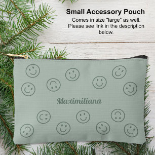 Pochette À Accessoires Happy Faces Green on Green - PETIT Accessoire Pouc